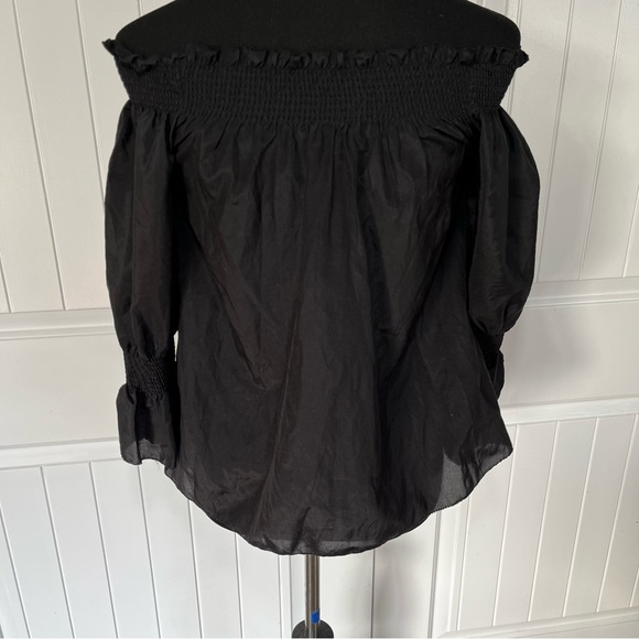 NWT 7 for all mankind black off the shoulder top blouse silk blend - Picture 5 of 8